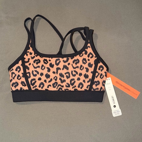Aqua Other - Women's Leopard Print Sports Bra - Aqua Athletic